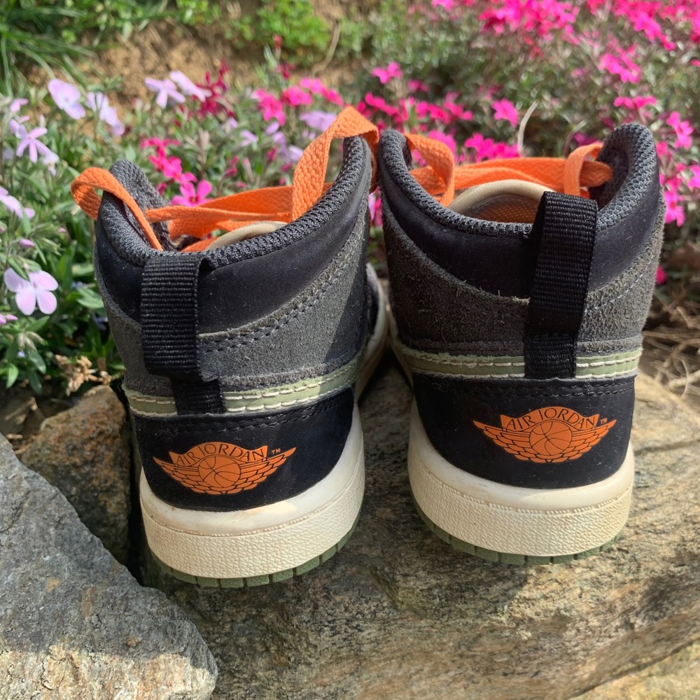 Nike Air Jordan 1 Mid SE Craft Little Kid 12C Anthracite Black Orange FD9094-003 - Picture 3 of 10